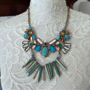 TURQUOISE STATEMENT NECKLACE WOMENS COSTUME JEWELRY